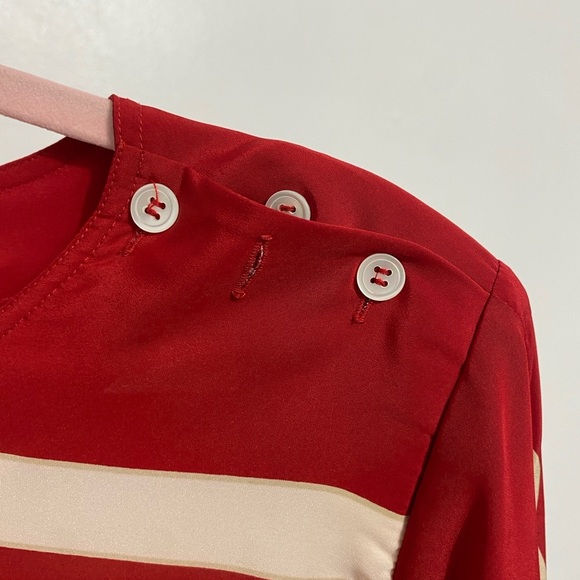 Liz Claiborne vintage Red and Cream Striped Blouse - Picture 5 of 10